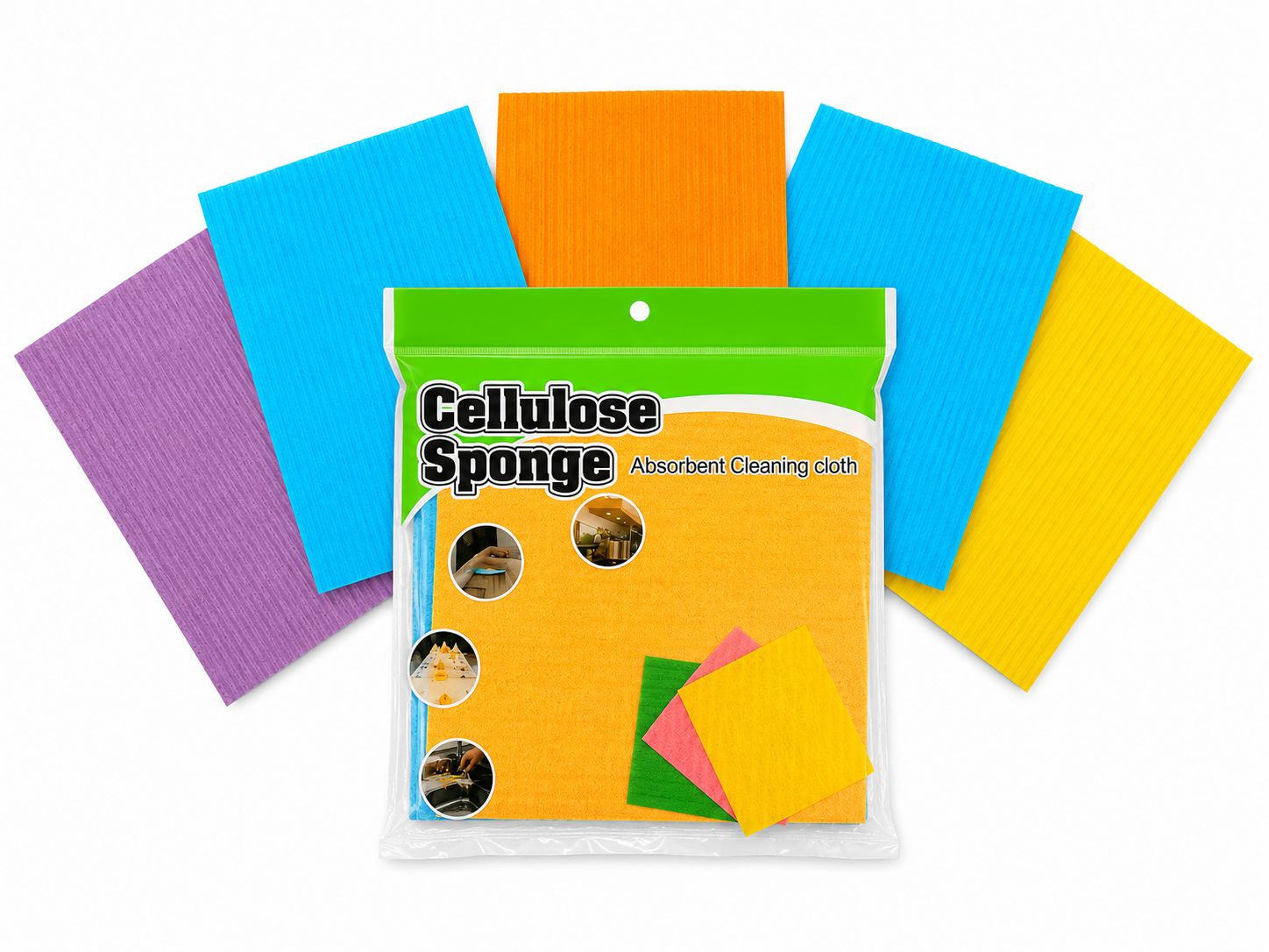 5-Pack Cellulose Sponge Cleaning Cloths