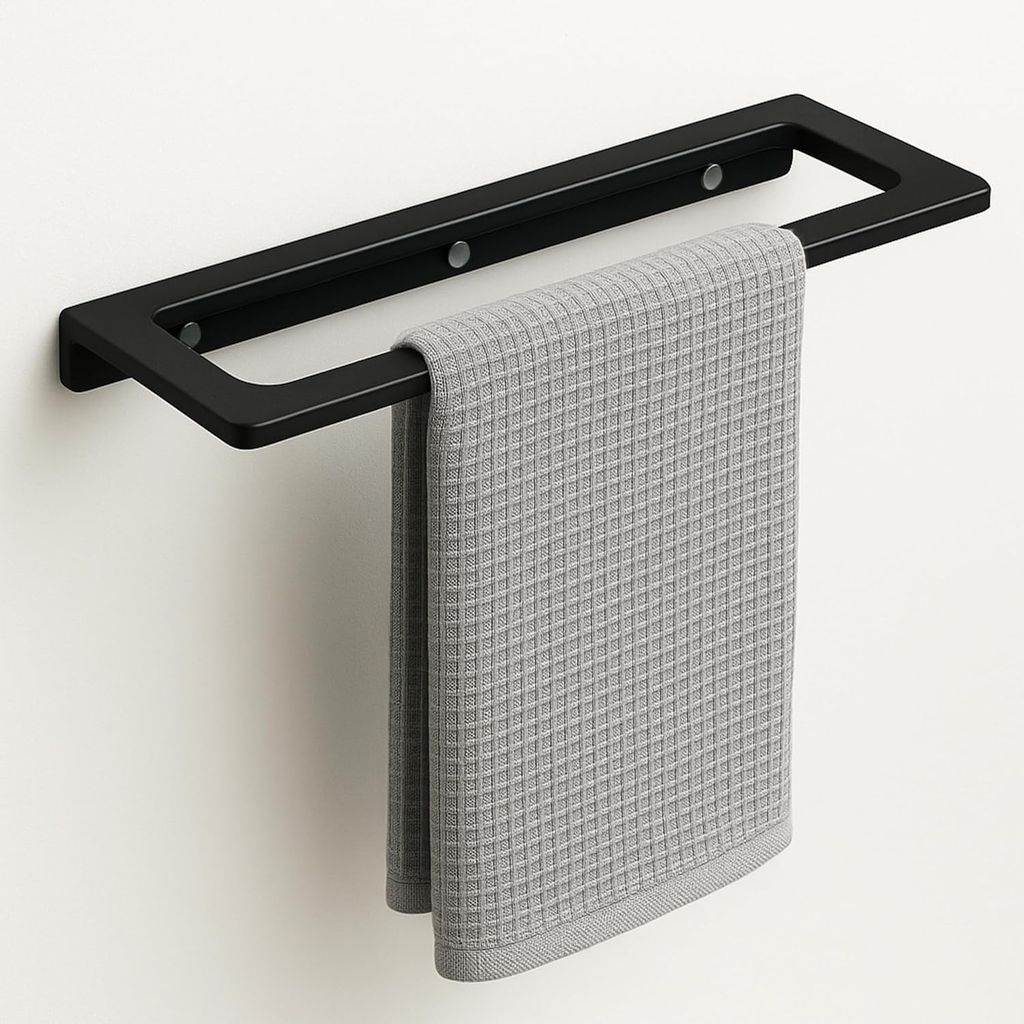 Ceramic Wall Mounted Towel Shelf Black Quartz (RB-126)