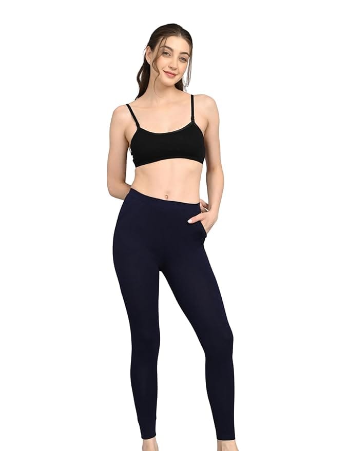 Navy Blue Ladies Leggings with Side Pockets