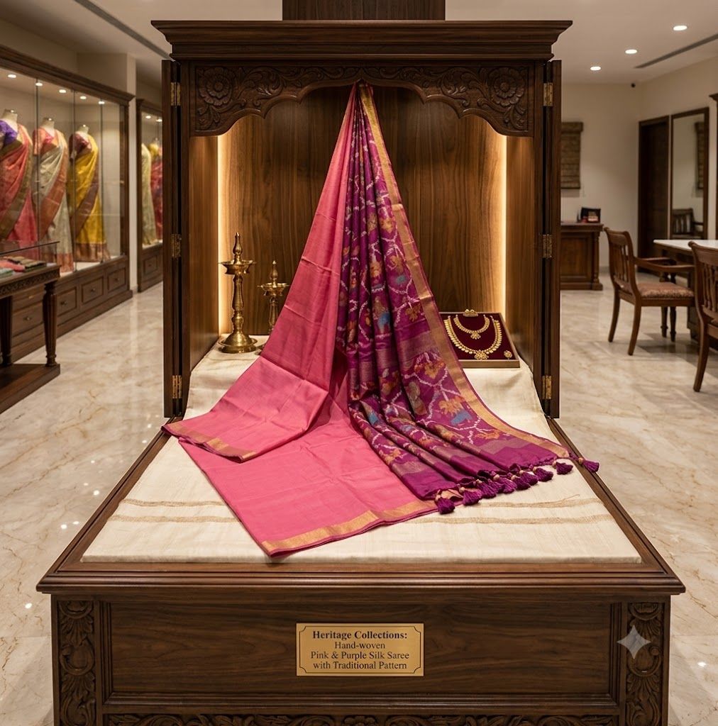 Heritage Hand-woven Pink & Purple Silk Saree