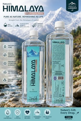 Nature's HIMALAYA Natural Spring Water 1 L (Pack of 6) | Premium Himalayan Mineral-Rich Water | Sourced from 18,000 ft in Ladakh | Pure & Refreshing