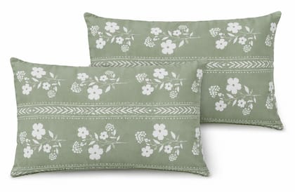 DHRUVINSRI Hand Block Botanical Print 100% Pure Cotton Super King Size Bedsheets, 108 * 108 with 2 Pillow Covers, Super King Size Bed Sheet Set-Sage Green