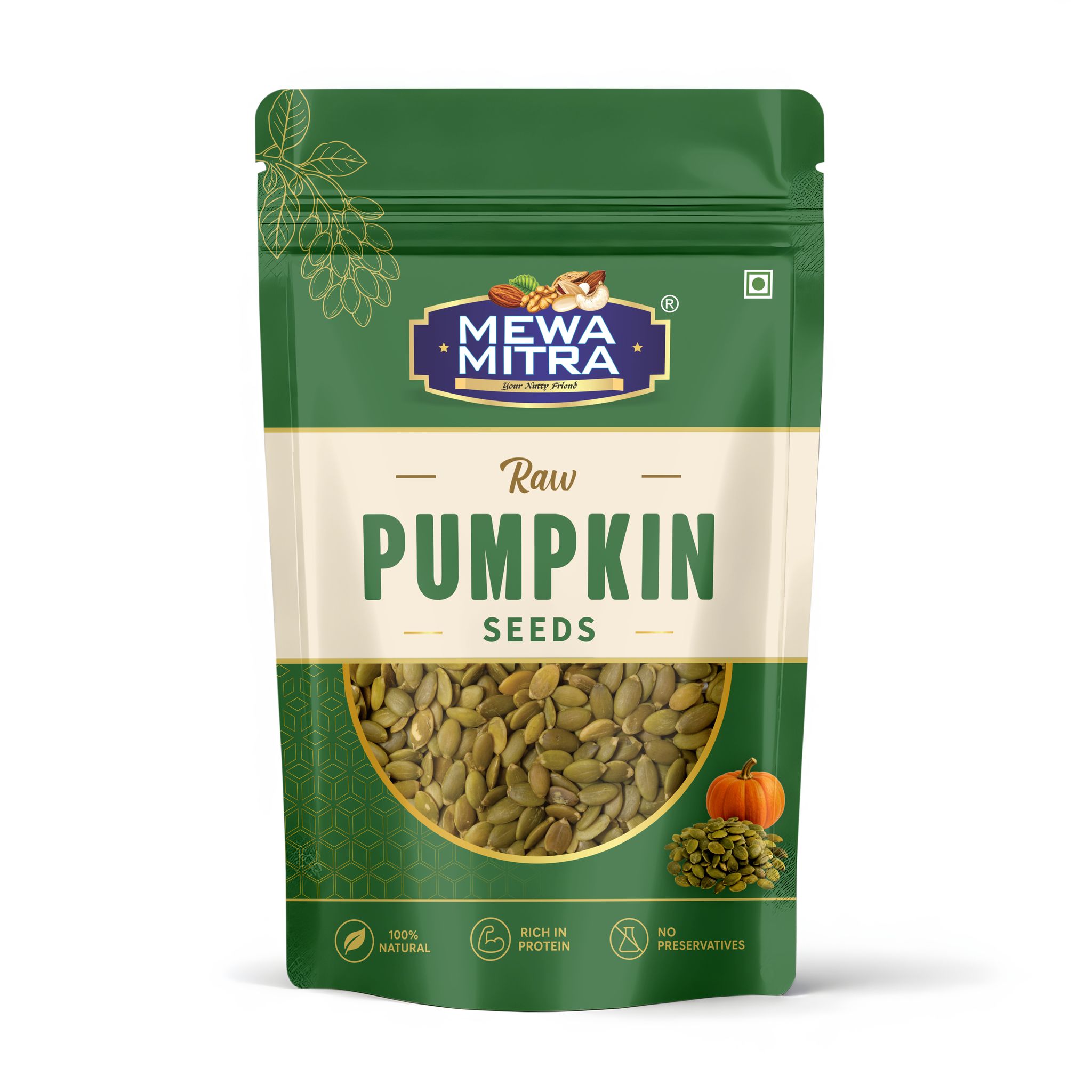MewaMitra Raw Pumpkin Seeds 250g | 100% Natural Premium Pepitas | High Protein Kaddu Beej | Fiber Rich Superfood
