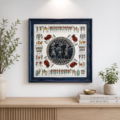 Warli Tribal Dance Wall Art Frame