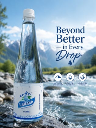 Pure Ladakh Natural Spring Water | 1 Litre Bottled Drinking Water | Pack of 12 | Unique Himalayan Mineral Composition | Naturally Filtered | pH 7.36 | BPA-Free Virgin PET Bottles