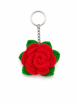 Handmade Crochet Rose Keychain – Floral Bag Charm