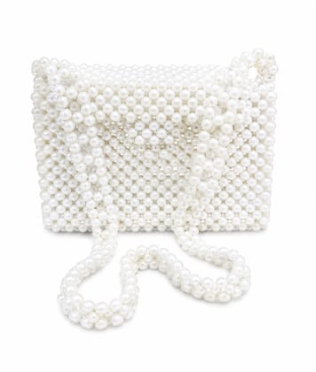 Handmade Faux Pearl Beaded Shoulder Bag for Women