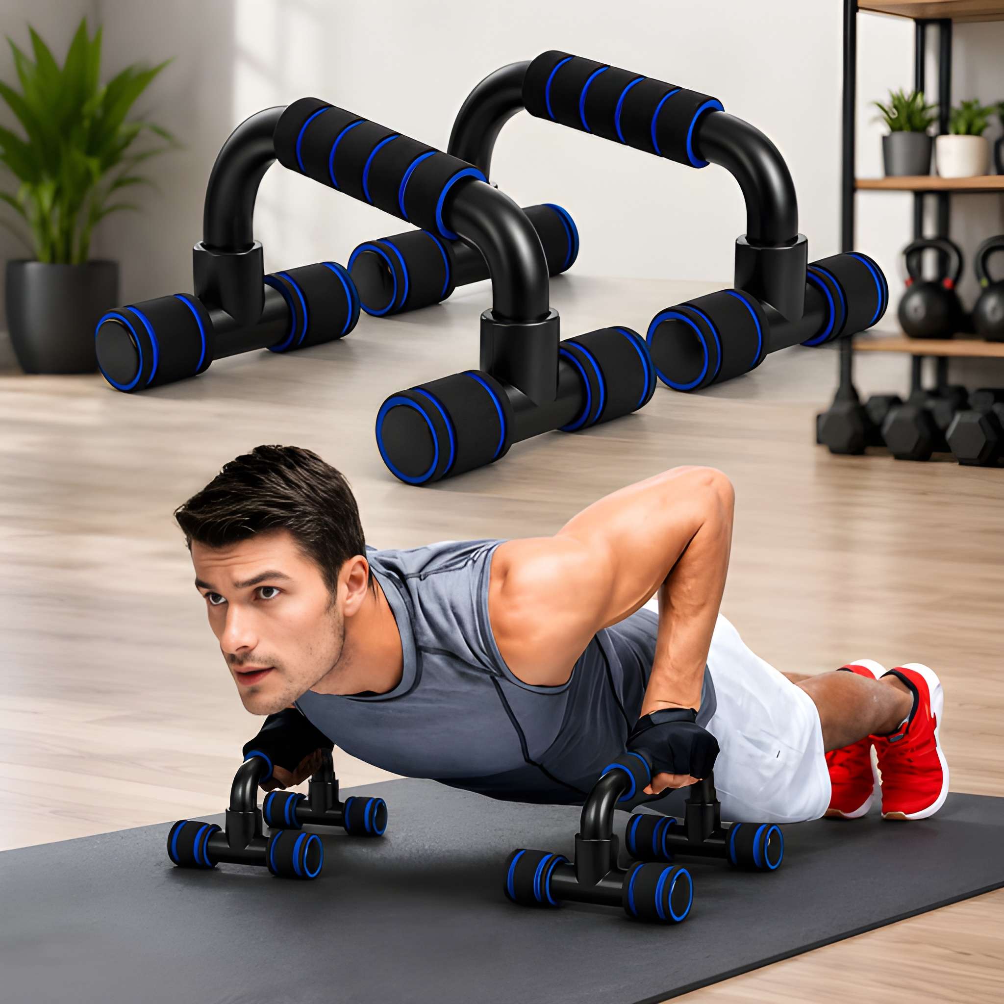 Push Up Bar Stand Set with Soft Foam Grip | Heavy Duty Non-Slip Push-Up Handles for Chest, Shoulder, Triceps, Core Strength Training, Home Gym & Fitness Workout (Original)