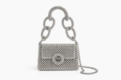 Luxury Crystal Beaded Evening Handbag with Chain Handle