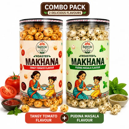 Sattvic Bites Combo Pack Flavoured Roasted Makhana (Tangy Tomato + Pudina Masala)