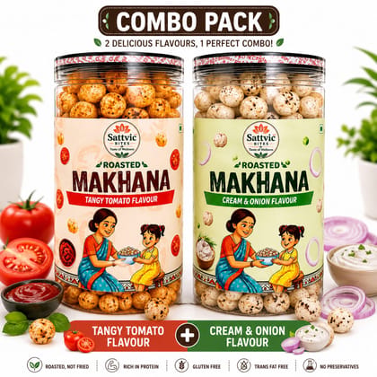 Sattvic Bites Combo Pack Flavoured Roasted Makhana (Tangy Tomato + Cream & Onion)
