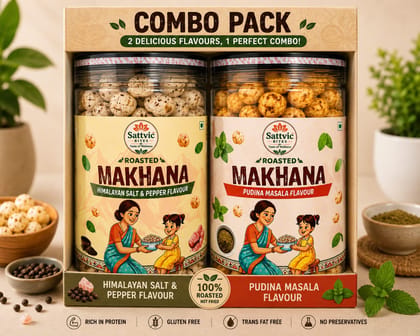 Sattvic Bites Combo Pack Flavoured Roasted Makhana (Himalayan Salt & Pepper + Pudina Masala)