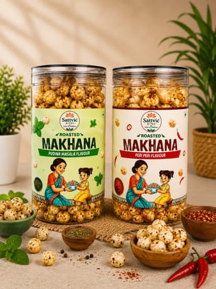 Sattvic Bites Combo Pack Flavoured Roasted Makhana (Cream & Onion + Peri Peri)