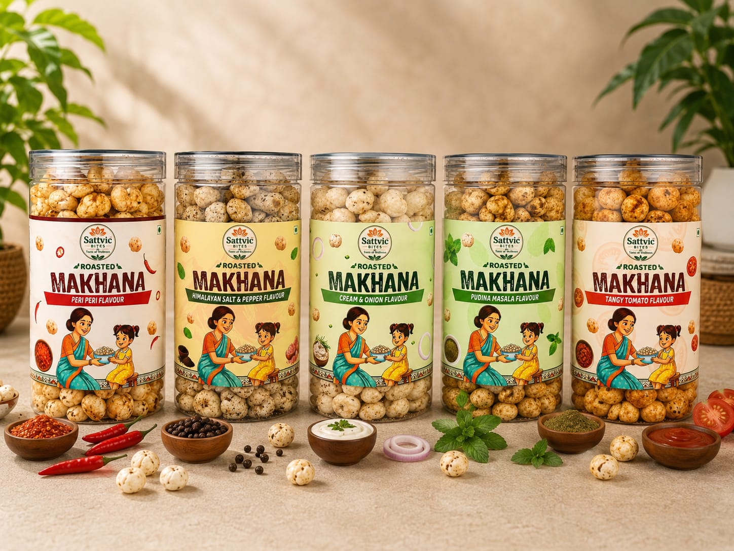 Sattvic Bites All 5 Flavours Roasted Makhana Combo Pack