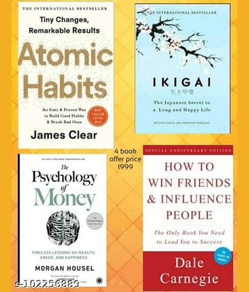 Atomic Habit+Ikigai+Psychology Of Money+How To Win Friends And Infuence People by Life Changing books
