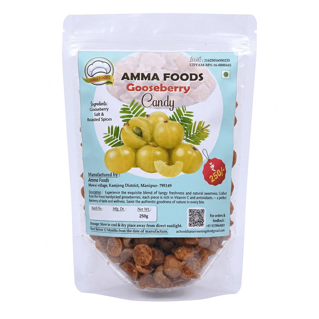 AMMA FOODS Gooseberry Candy - Vitamin C & Antioxidant Rich, 250g