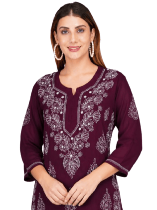 Mrs Right Handcrafted Chikankari Kurti for Women | Georgette Fabric | Lucknowi Embroidered Ethnic Wear