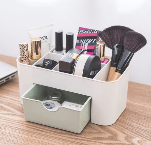 Cutlery Organizer Box with Drawer for Kitchen & Girl Makeup | Multipurpose Countertop Cutlery Stand with Compartments | Kitchen Accessories Storage Box
