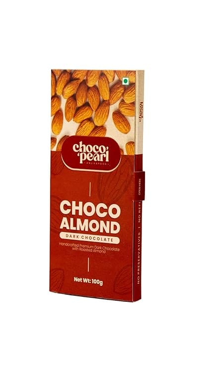 Choco Pearl Choco Haze Dark Chocolate with Almond– Handcrafted Premium Eggless Chocolate Bar | Rich Cocoa Flavor for Gifting 100 g