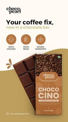 Choco Pearl Choco Cino – Handcrafted Premium Dark Chocolate with Roasted Walnut & Coffee | Gourmet Artisan Chocolate Bar | 100g Luxury Chocolate Gift