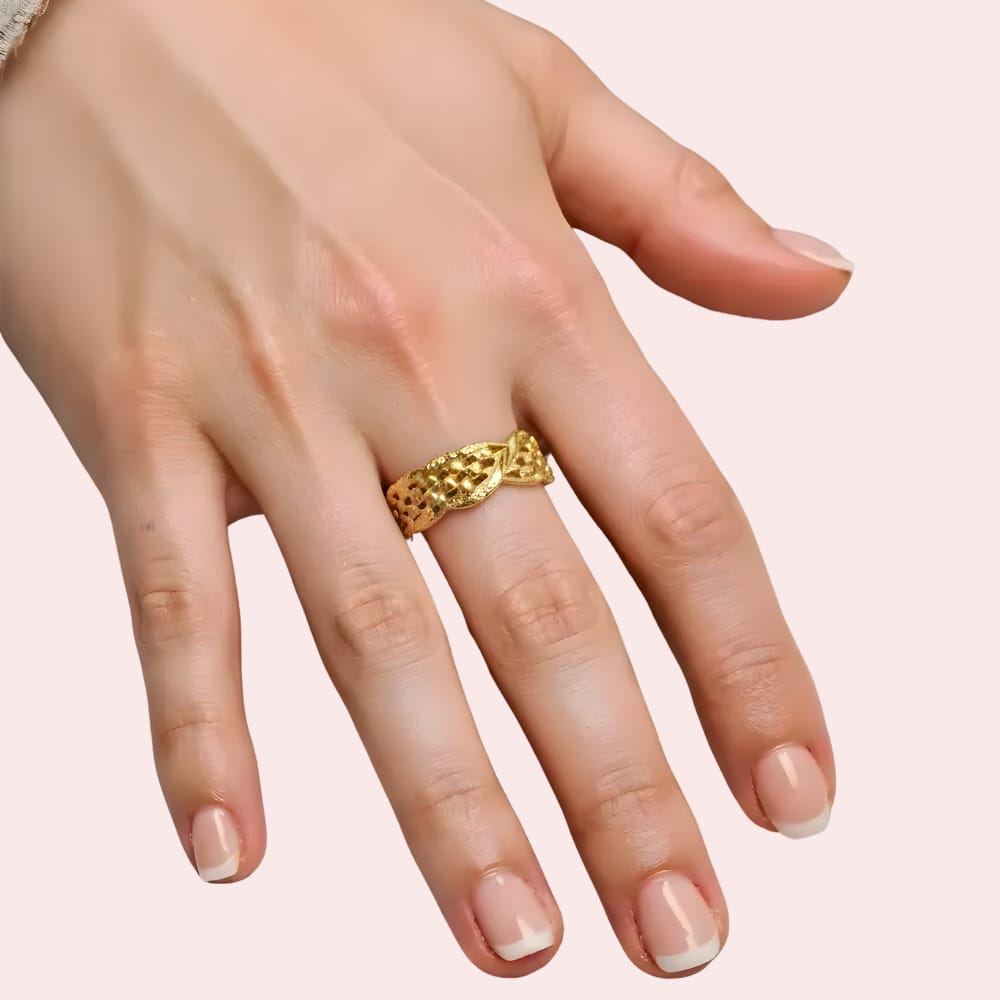 Intertwined Leaf Design Gold Finish Ring for Women - Jewellery Sets | Buy online on ZillyBuy