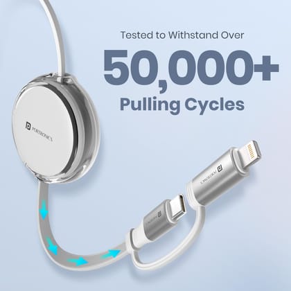 Portronics 60W Quadline 4-In-1 Multifunctional Fast Charging Retractable Cable