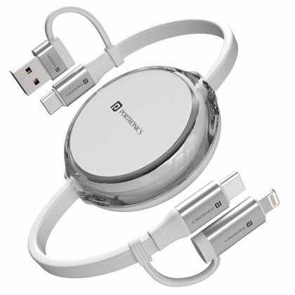 Portronics 60W Quadline 4-In-1 Multifunctional Fast Charging Retractable Cable Portronics 60W Quadline 4-In-1 Multifunctional Fast Charging Retractable Cable