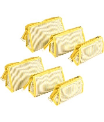 PrettyKrafts Yellow Vanity Kit and pouches - 3 Pcs