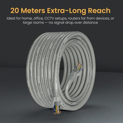 Portronics NetX20 CAT-6 Ethernet Cable 20M, RJ45 to RJ45 LAN Cable