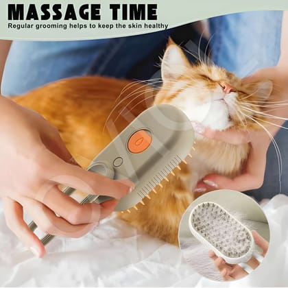 3 in 1 Steam Pet Grooming Brush for Dogs & Cats | USB Rechargeable Electric Steam Brush with Water Spray, Silicone Massage Comb & Hair Remover for Shedding, Grooming & Cleaning (Original)
