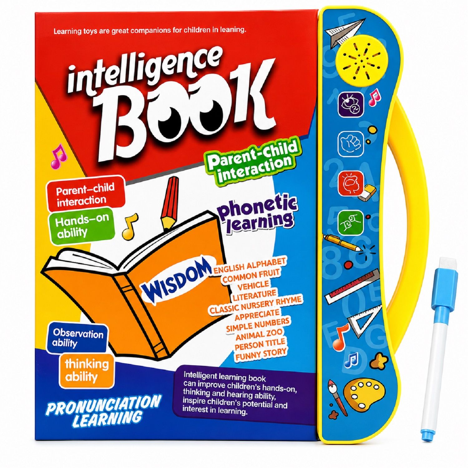 KTRS Enterprise Interactive Talking Study Book for Kids | Phonic Learning Book with Sound Pen | English Alphabet, Numbers, Animals, Fruits, Vehicles, Music & Quiz | Educational Toy