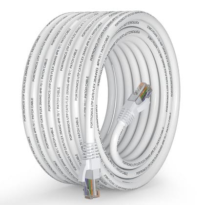 Portronics NetX10 CAT-6 Ethernet Cable 10M, RJ45 to RJ45 LAN Cable, 1000 Mbps Speed Portronics NetX10 CAT-6 Ethernet Cable 10M, RJ45 to RJ45 LAN Cable, 1000 Mbps Speed