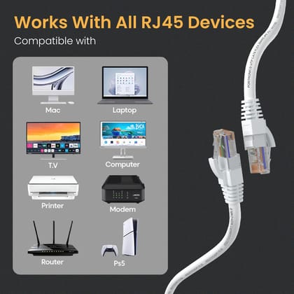 Portronics NetX10 CAT-6 Ethernet Cable 10M, RJ45 to RJ45 LAN Cable, 1000 Mbps Speed