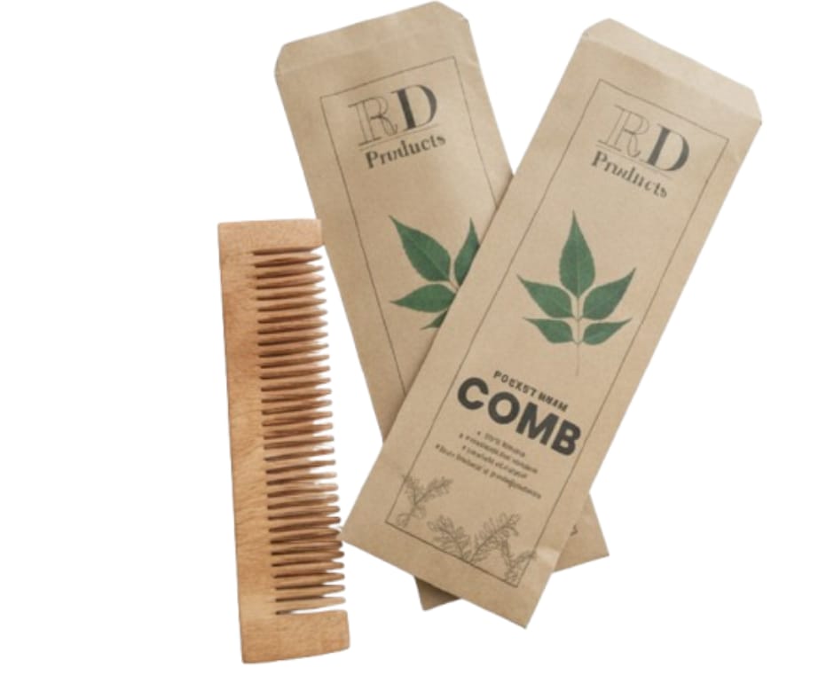 RD Products Pocket Neem Wooden Comb | Compact & Travel-Friendly | Natural Hair Comb for Men & Women | Gentle on Scalp, Helps Reduce Frizz & Hair Fall