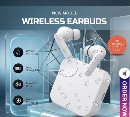 Wireless earpods | rechargeable airpods r1 Bluetooth Headset (White, In the Ear)