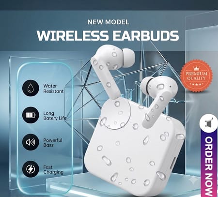 Wireless earpods | rechargeable airpods r1 Bluetooth Headset (White, In the Ear)