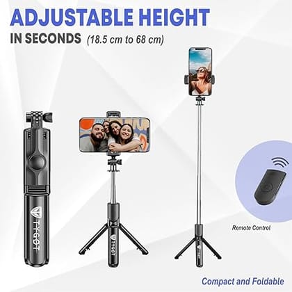 ygot Bluetooth Extendable Selfie Stick with Wireless Remote and Tripod Stand, 3-in-1 Multifunctional Selfie Stick