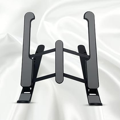 Zebronics-NS1000 Laptop Stand Featuring Foldable Design, Anti-Slip Silicone Rubber Pads, Supports Maximum of 5kgs Weight, 6 Adjustable Levels