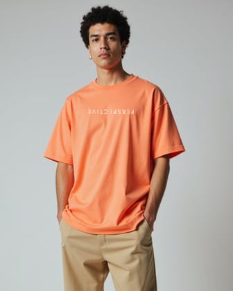 Perspective Orange Oversized Men's Tshirt - L