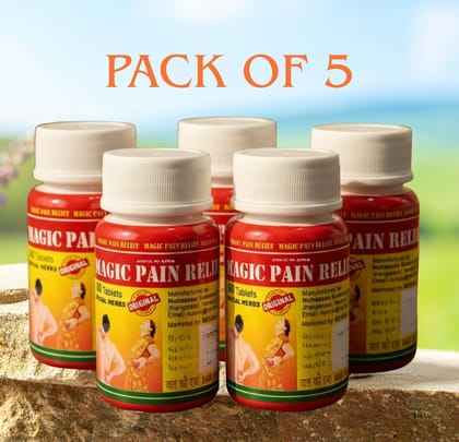 Magic Pain Relief Capsules - Targeted Pain Relief- Natural Herbal Formula- Pack of 5 (60 Capsules Each)