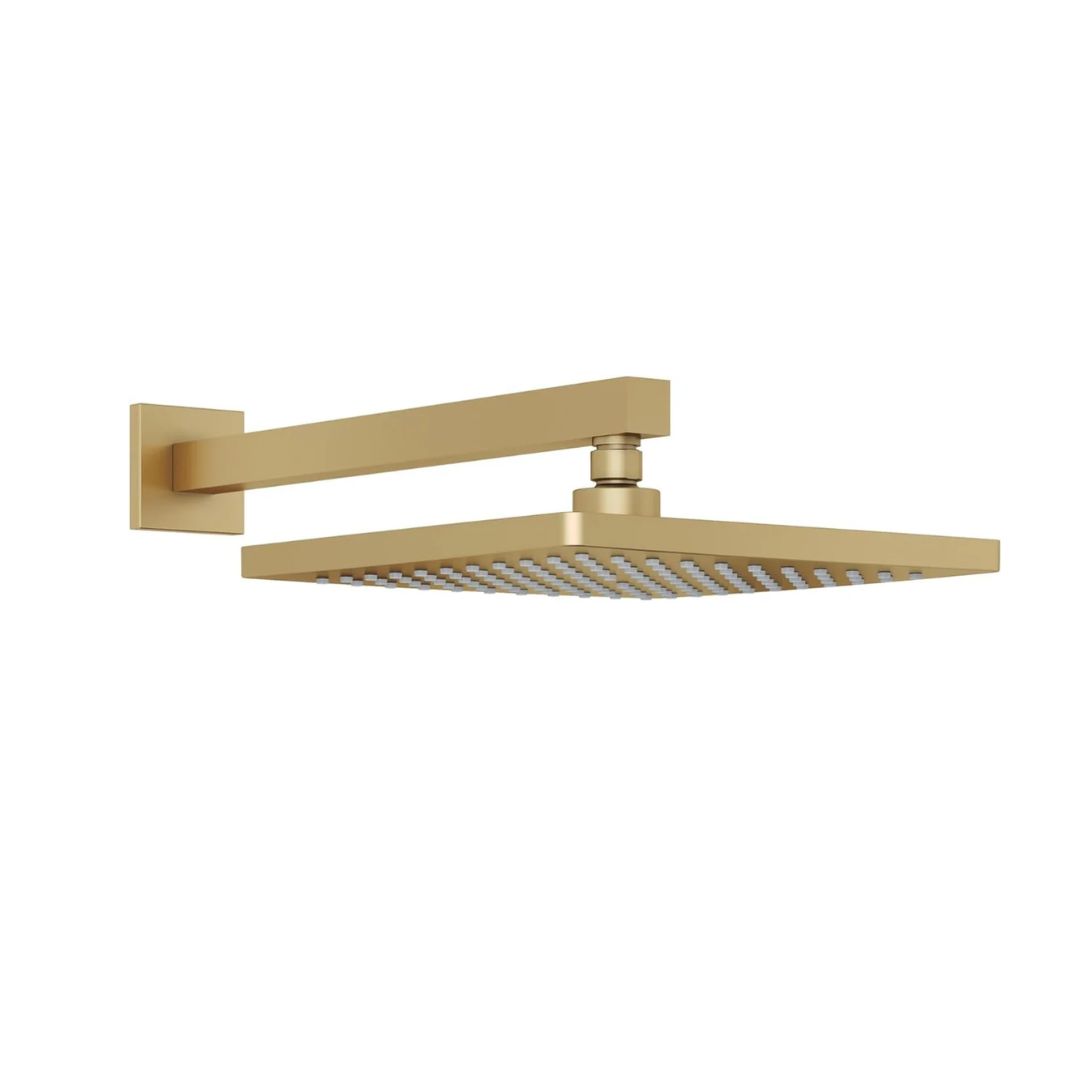 8 Inch Rainfall Square Overhead Shower Rose Gold With Arm (18 Inch Arm)