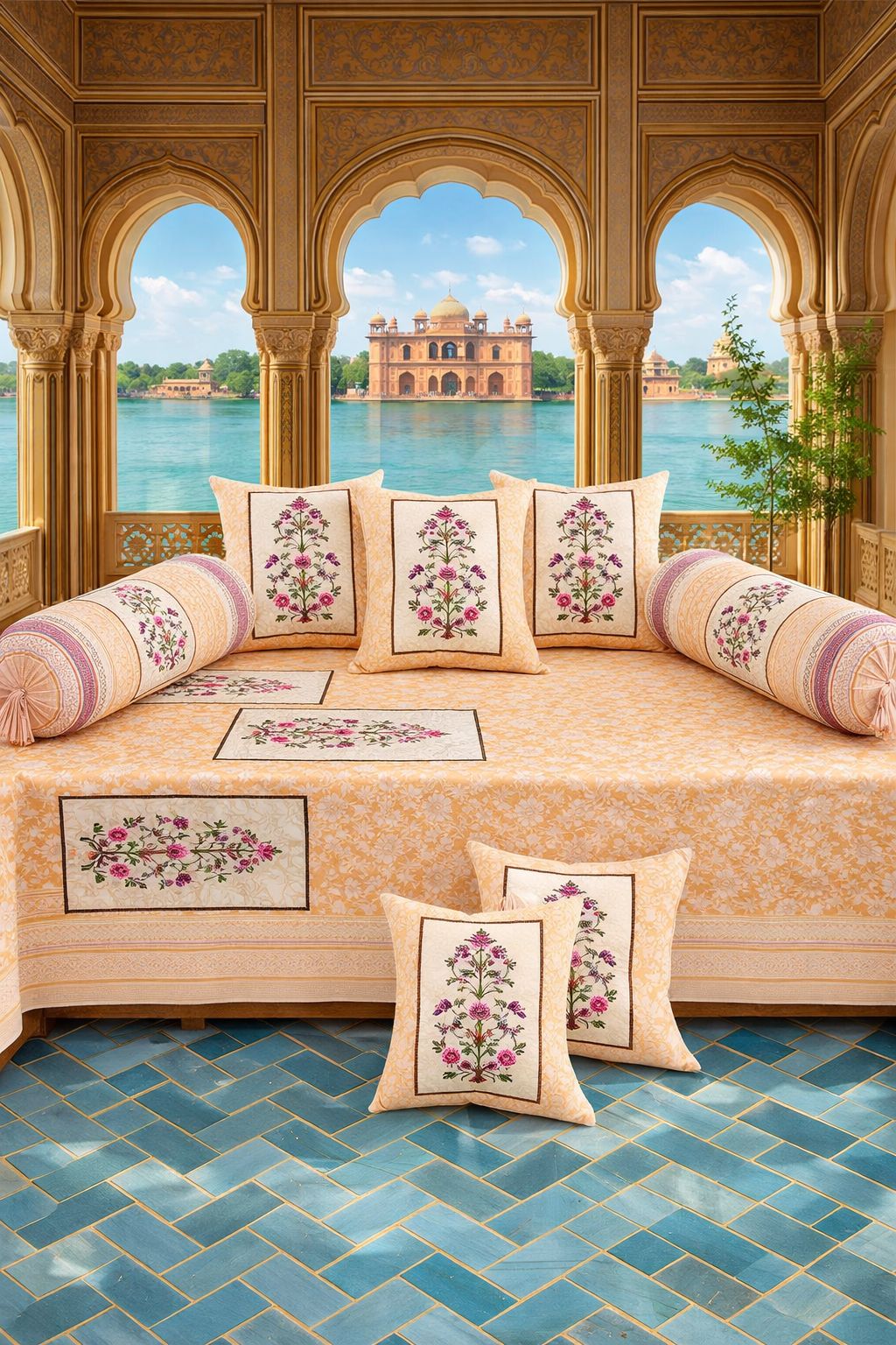 DHRUVINSRI Combo of 3 Single Bedsheets (60x90 in) & 3 Pillow Covers – Bamboo Cotton, Ultra Soft,Floral Printed Bed Sheets, Diwan & Sofa Covers