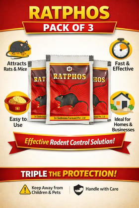 Rat Killer Powder Zinc Phosphide 80% Powerful Rat Powder | Rodenticide for Home Office Godowns | Chuha Maar 10Gx3