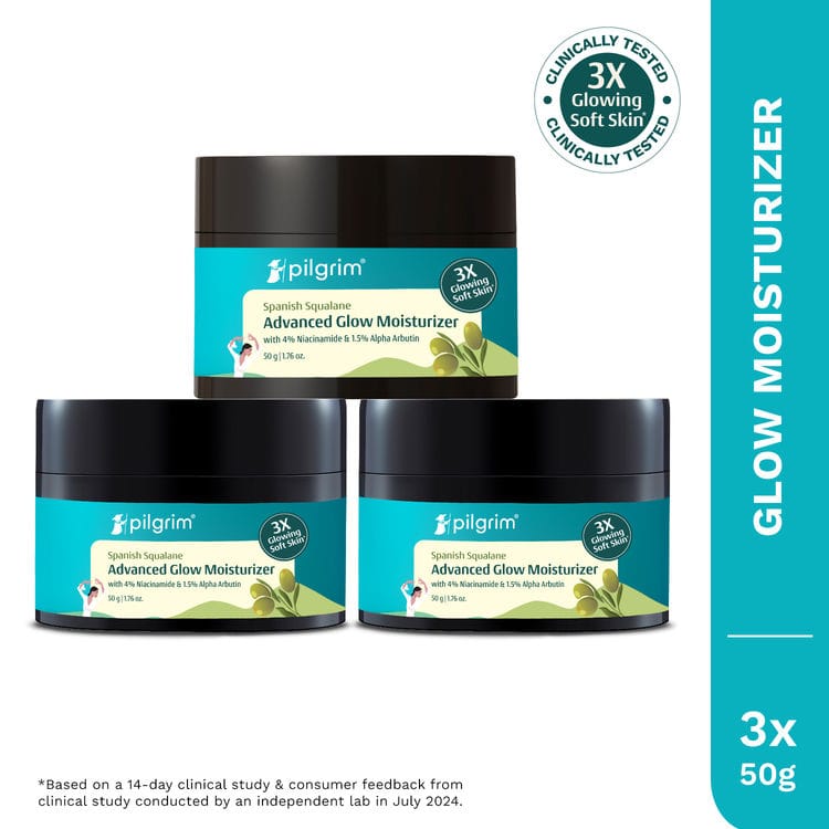 Pilgrim Squalane Glow Moisturizer For Hydration Pack Of 3- Provides Deep Moisture For Glowing Skin