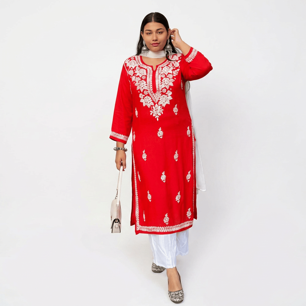 Ladies Embroidered kurti with Gota patti 100%cotton