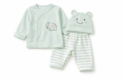 Baby Boys' Elephant Print Cotton Clothing Set with Cap (3-Piece)