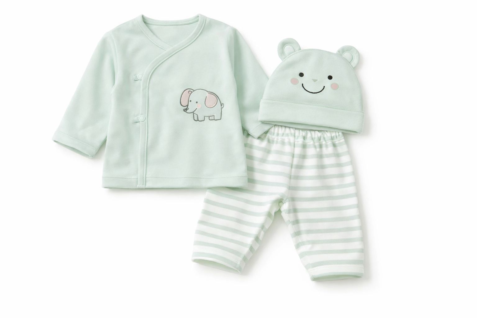 Baby Boys' Elephant Print Cotton Clothing Set with Cap (3-Piece)