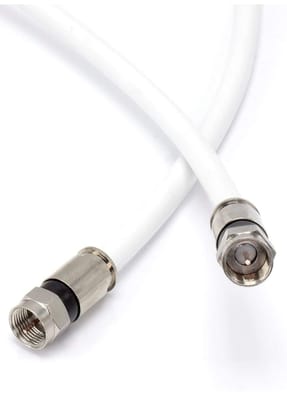 Cable For All Dth Antenna Dish Tv (Coaxial RG-6 3Ghz 75 Ohm) Compatible Cable Wire With Original Connector Pins & 10 Cable Clip (White) 10 Meter
