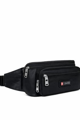 SWIBS Black Multi-Pocket Waist Bag Fanny Pack for Travel