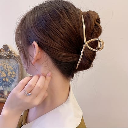 Elegant Gold Metal Hair Claw Clip for Women